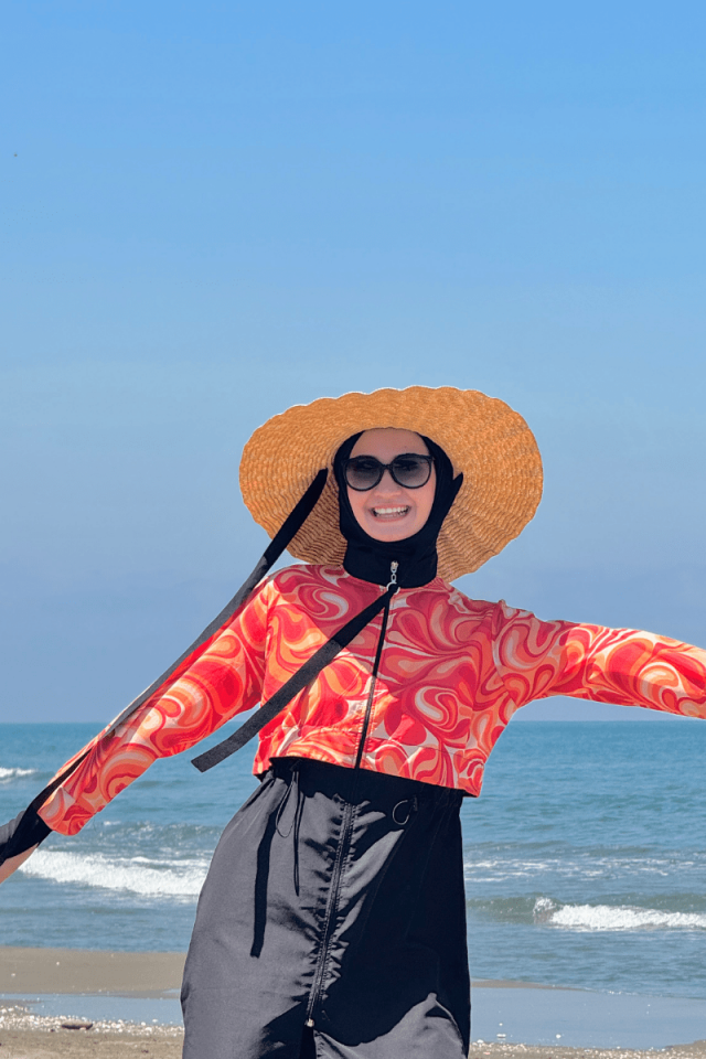 Pera Turuncu Tam Tesettür Mayo