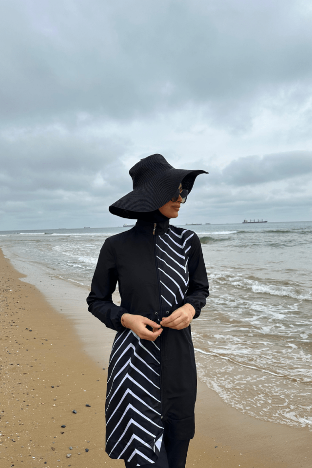 Zigzag Desenli  Tam Tesettür Mayo